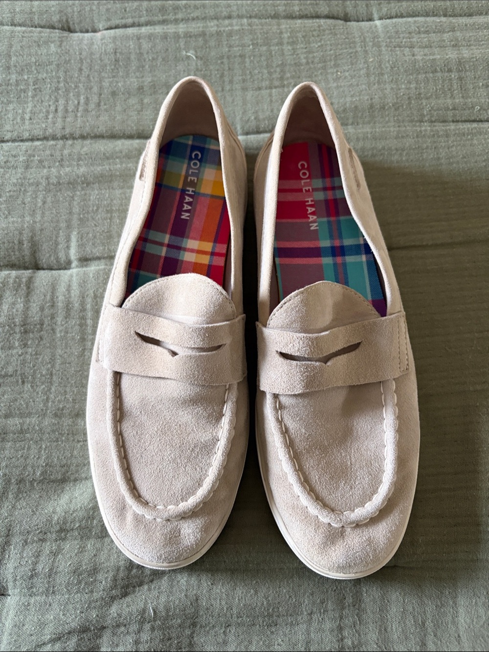 Cole Haan Women’s Beige Suede Penny Loafers